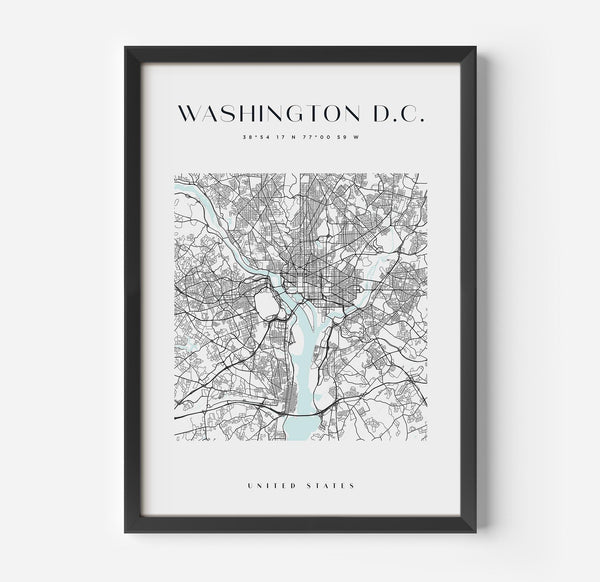 a black and white map of washington, d c