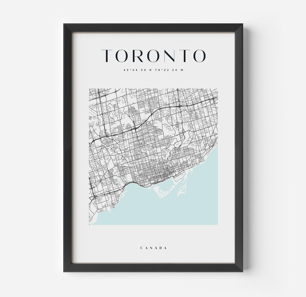 a framed map of toronto, canada