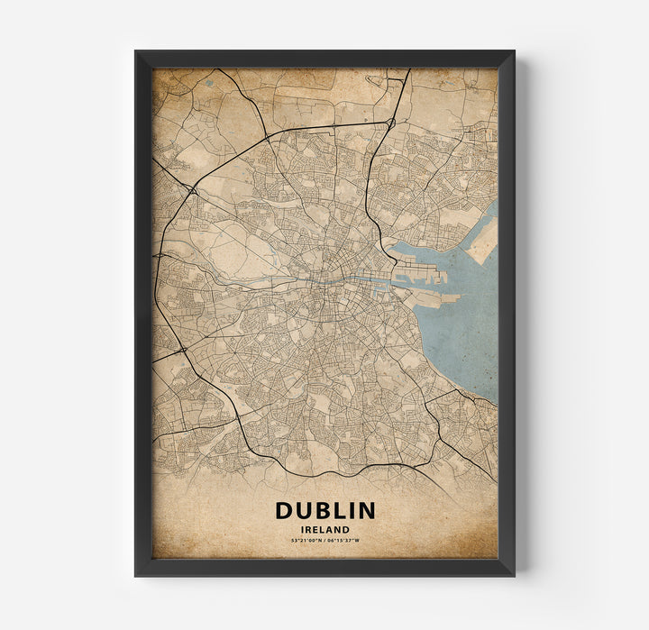 a framed map of dublin, england