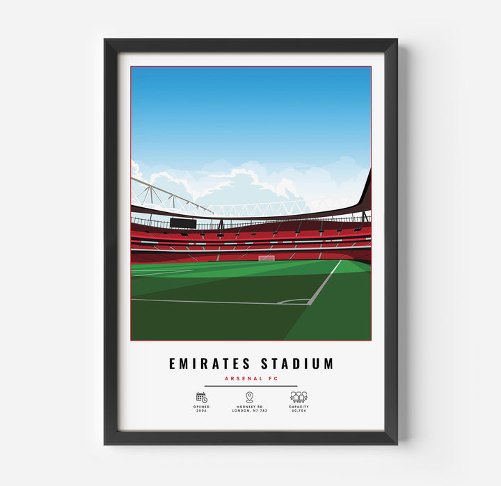 a framed poster of a stadium with a tennis court