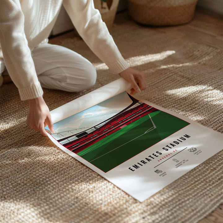 a person sitting on the floor with a poster