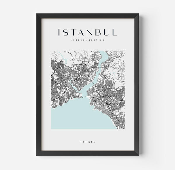 a framed map of the island of istanbui