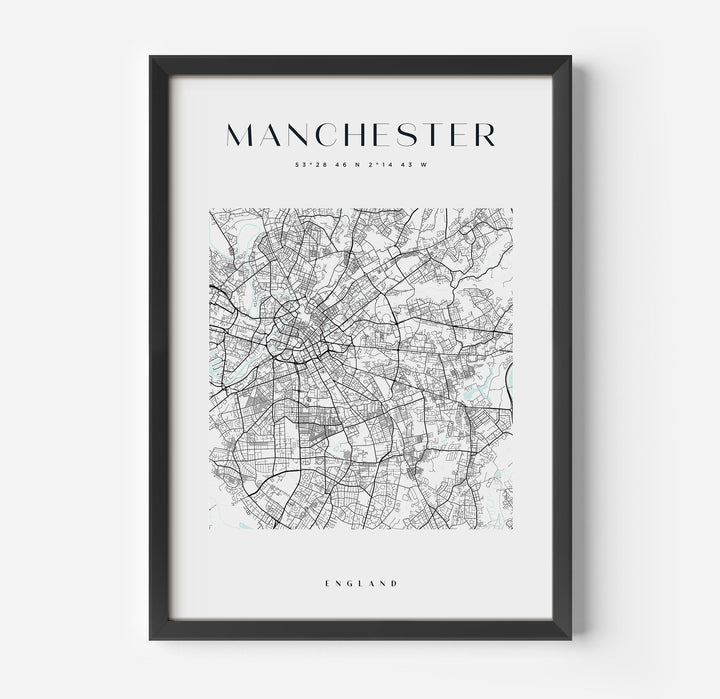 a black and white map of manchester england