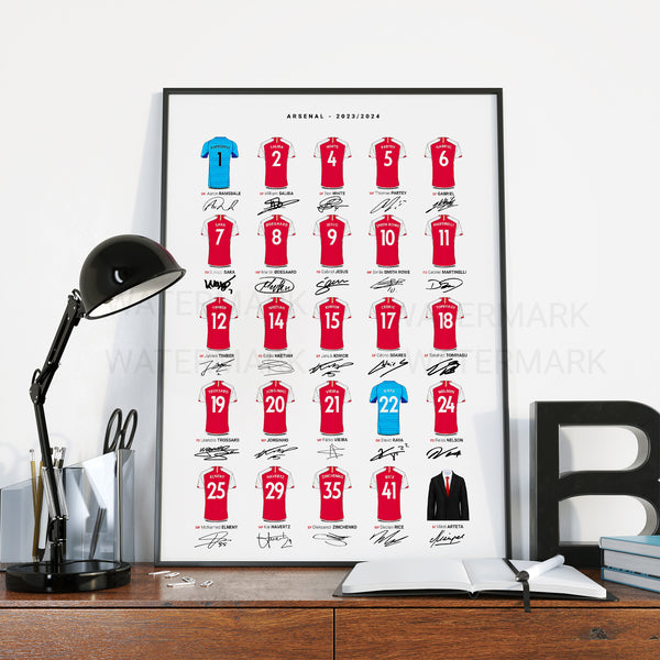 Arsenal Squad Photo 2023/2024 Print Poster.