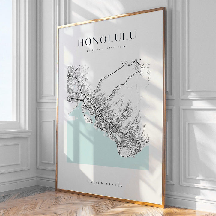 Honolulu City Map Print