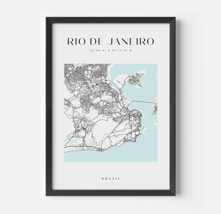 a framed map of rio de janiero
