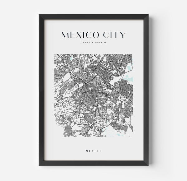a framed map of the city of menco city