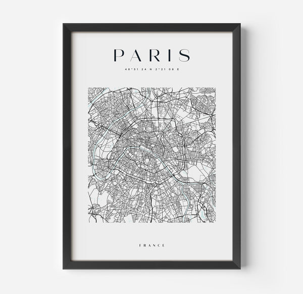 a black and white map of paris, france