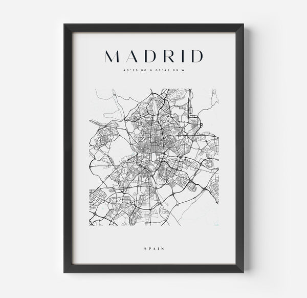 a black and white map of madrid, spain