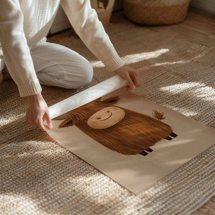 a person holding a picture of a monkey on the ground