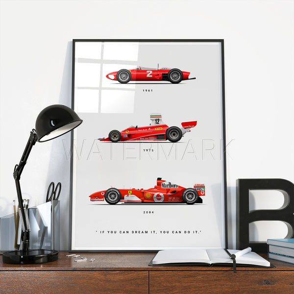 Ferrari Through the ages print by Splashfrog