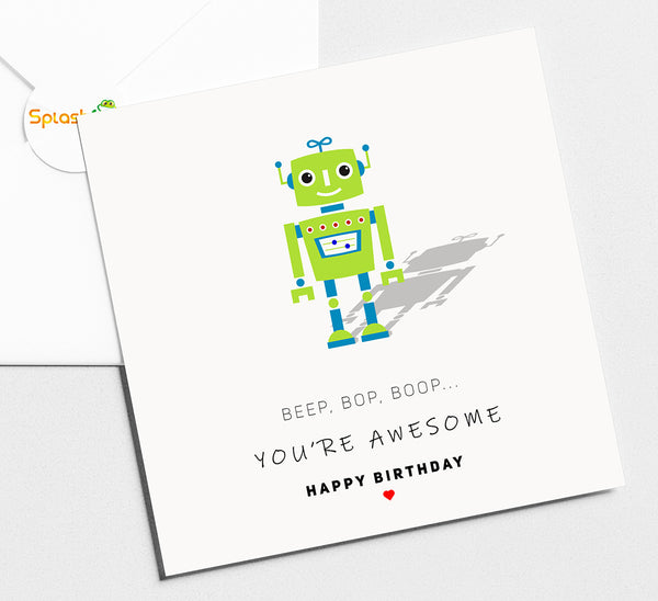 Robot quirky Birthday Card by Splashfrog