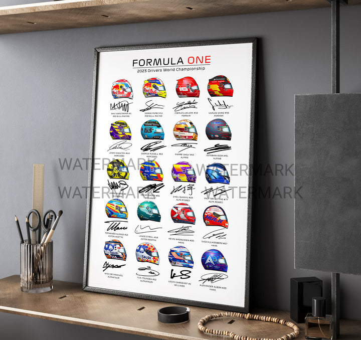 2023 Formula One Drivers and Helmet print