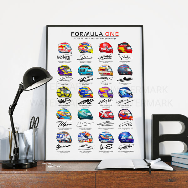 2023 Formula One Drivers and Helmet print