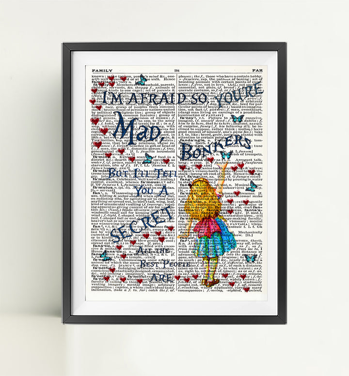 Alice in Wonderland Dictionary Art Print Poster Page Quote | Nursery Art | Vintage Poster | Gift for her | Gift for Mum