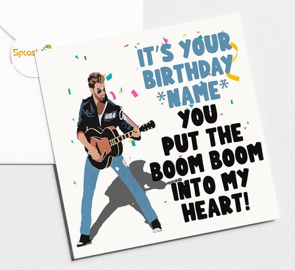 George Michael Birthday Card, Personalised Card, Greetings Card, Card for Son, Card for Grandson, Card for Husband, Card for Daughter #SF236