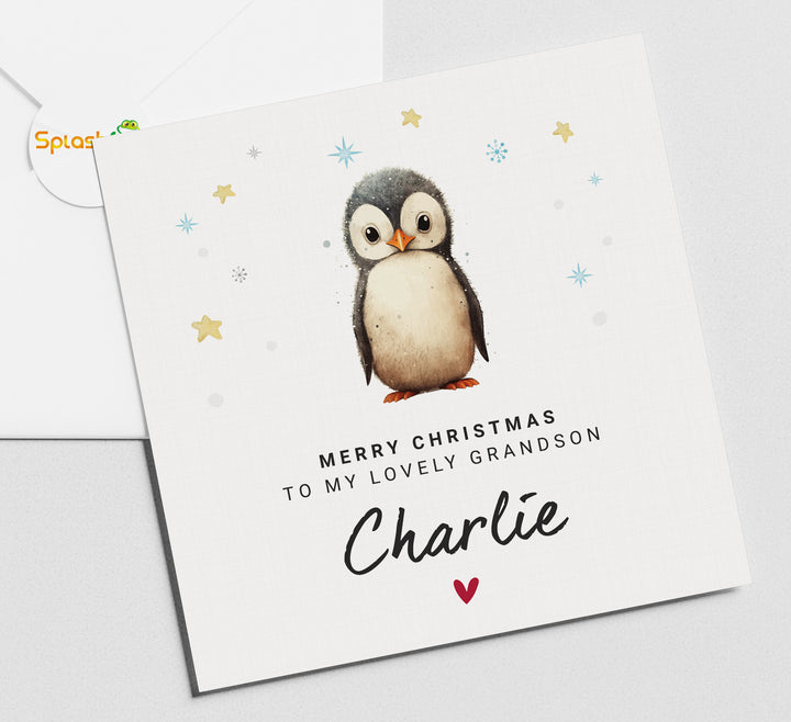 Christmas Card For Grandson, Grandson Xmas Card, Grandson Christmas Gift, Grandson Christmas Card, Personalized #XM24