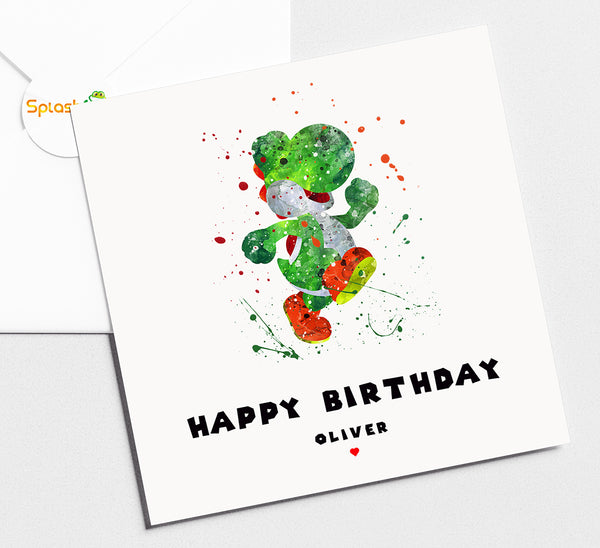 Yoshi Birthday Card, Super Mario Birthday Card